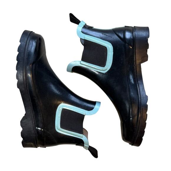 Tamara Henriques short rain boots black with turquoise accent 7.5 - Picture 9 of 9